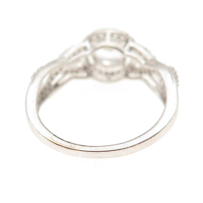 Jane Seymour 925 Sterling Silver Real White Topaz Engagement Ring Size 6.75