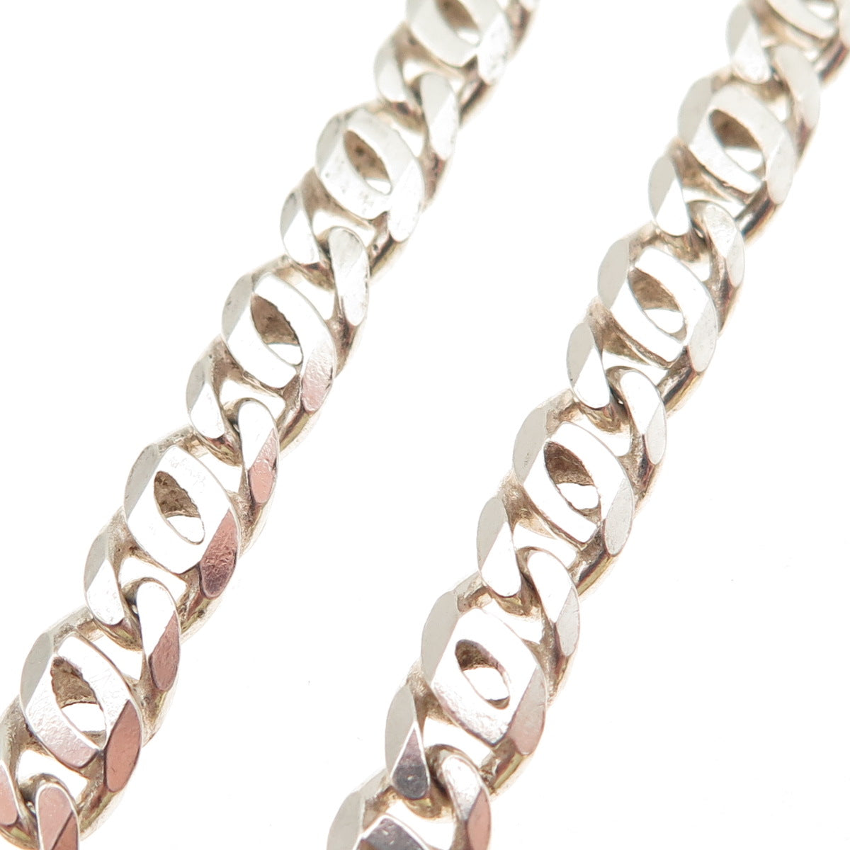 925 Sterling Silver Vintage Italy Double Curb Chain Necklace 18"