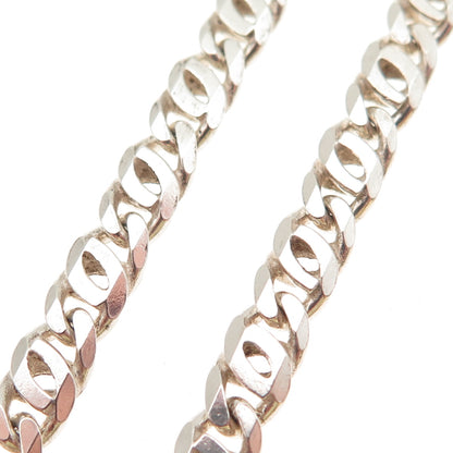 925 Sterling Silver Vintage Italy Double Curb Chain Necklace 18"