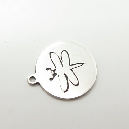 925 Sterling Silver USA Two In Town Dragonfly Charm Pendant