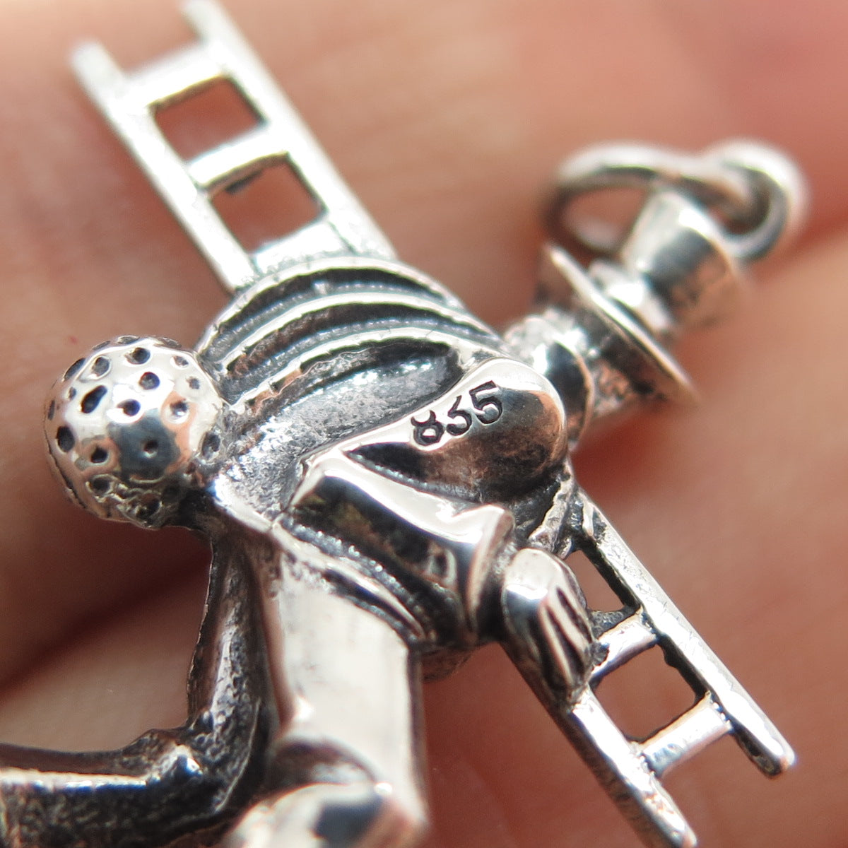 835 Silver Vintage European Chimney Sweep Oxidized Charm Pendant