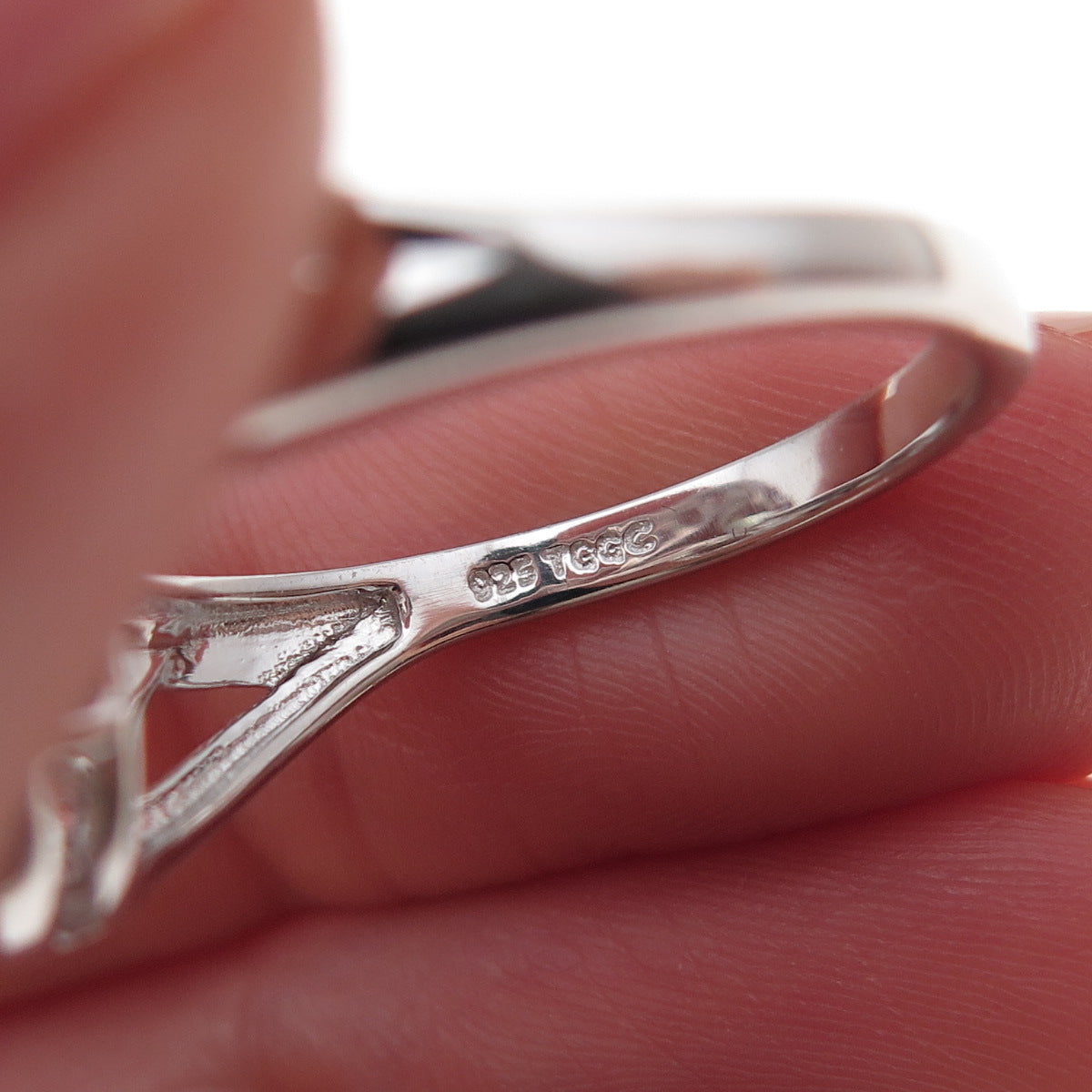 925 Sterling Silver Real Iolite & White Topaz Bypass Ring Size 8