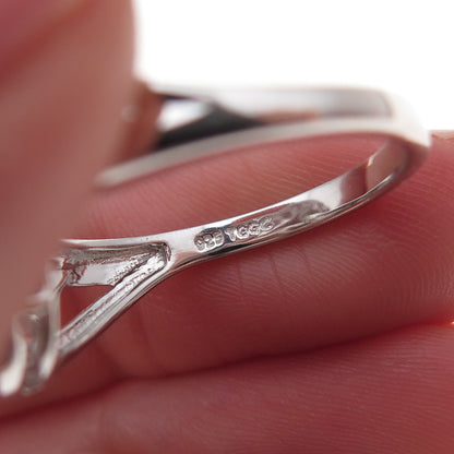 925 Sterling Silver Real Iolite & White Topaz Bypass Ring Size 8