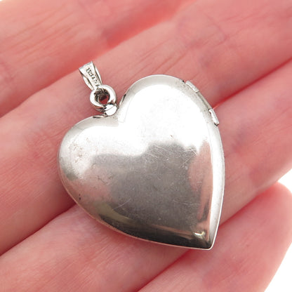 J.M. Fisher 925 Sterling Silver Vintage I Love You Heart Locket Charm Pendant