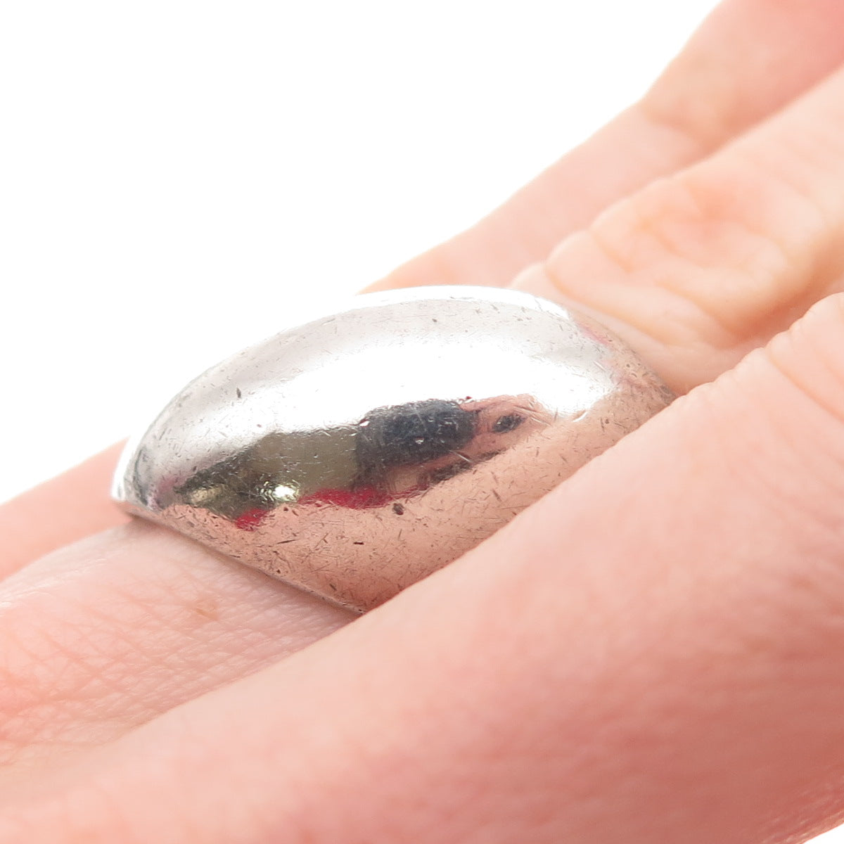 925 Sterling Silver Vintage Modernist Dome Oxidized Ring Size 5