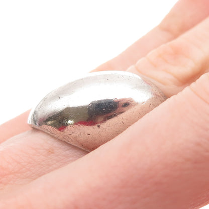 925 Sterling Silver Vintage Modernist Dome Oxidized Ring Size 5