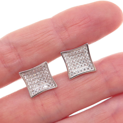 925 Sterling Silver Round-Cut C Z Stud Earrings