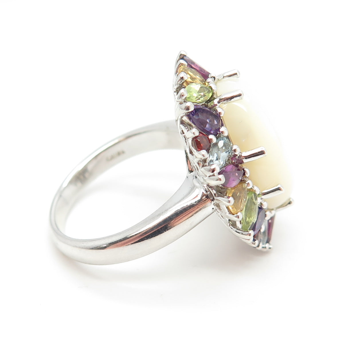 925 Sterling Silver MOP Amethyst Topaz Citrine Garnet Peridot Gem Ring Size 10