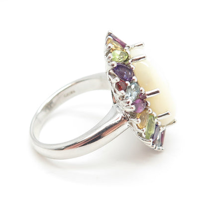 925 Sterling Silver MOP Amethyst Topaz Citrine Garnet Peridot Gem Ring Size 10