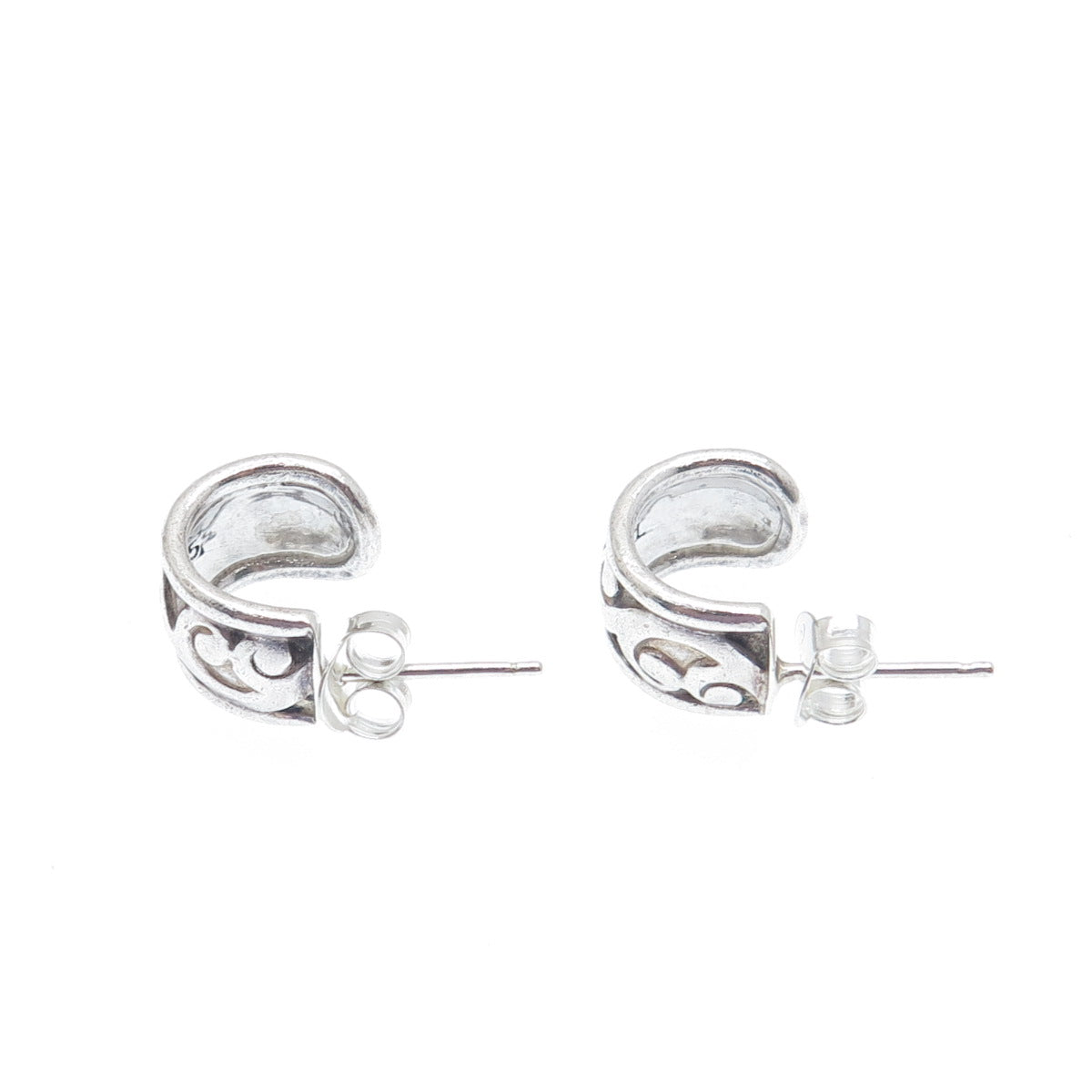 LOIS HILL 925 Sterling Silver Vintage Signature Scroll Hoop Earrings
