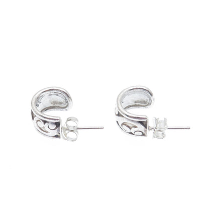 LOIS HILL 925 Sterling Silver Vintage Signature Scroll Hoop Earrings