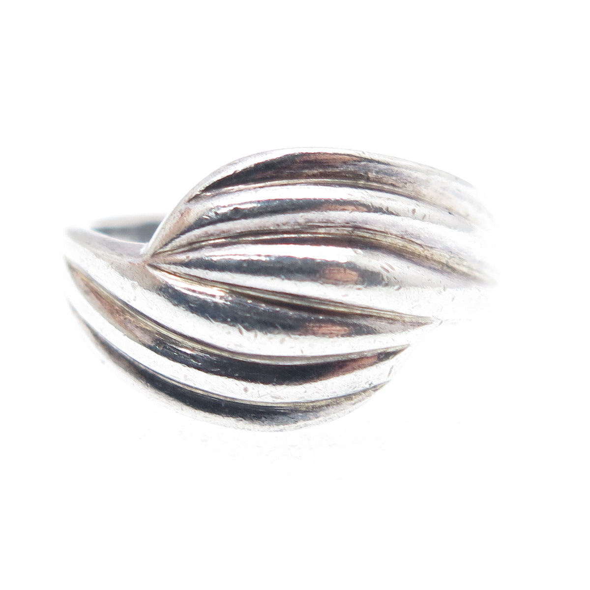 925 Sterling Silver Vintage Modernist Oxidized Ring Size 5.75