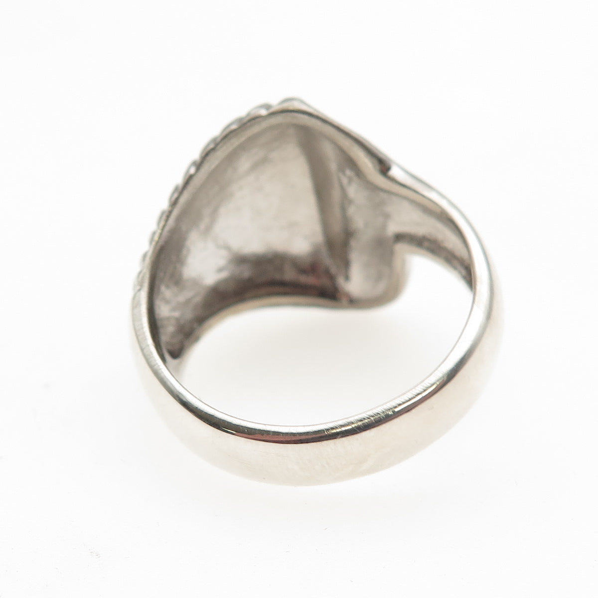 925 Sterling Silver Vintage Modernist Seashell Oxidized Ring Size 9