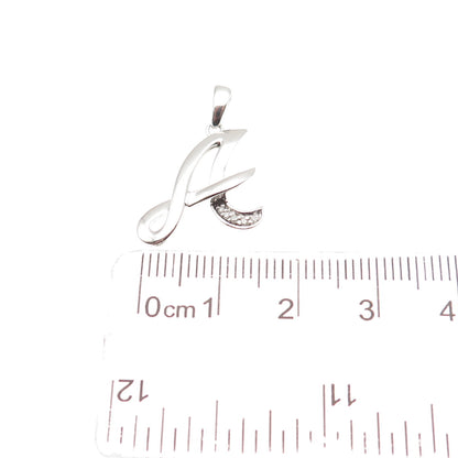 925 Sterling Silver Real Round-Cut Diamond Letter A Initial Charm Pendant