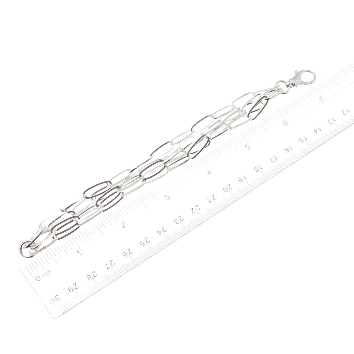 925 Sterling Silver Vintage 4-Strand Paperclip Link Bracelet 6.5"