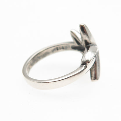 925 Sterling Silver Vintage Modernist Starfish Oxidized Ring Size 6.75