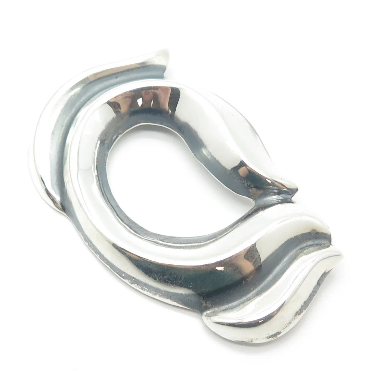925 Sterling Silver Vintage Mexico Modernist Heart Pin Brooch