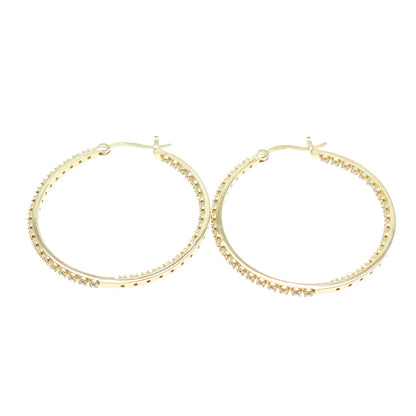 DEE BERKLEY JEWELRY 925 Sterling Silver Gold Plated C Z Hinged Hoop Earrings