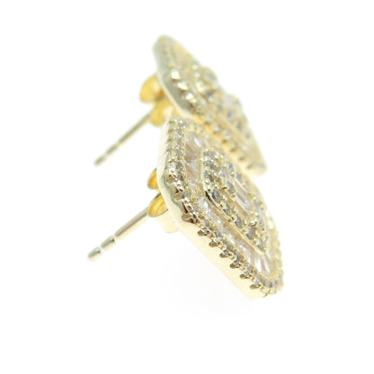 925 Sterling Silver Gold Plated Multi-Cut C Z Sparkling Earrings