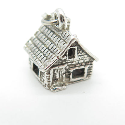 PACIFIC JEWELRY 925 Sterling Silver Vintage "Big Bar Lake" Old House 3D Pendant