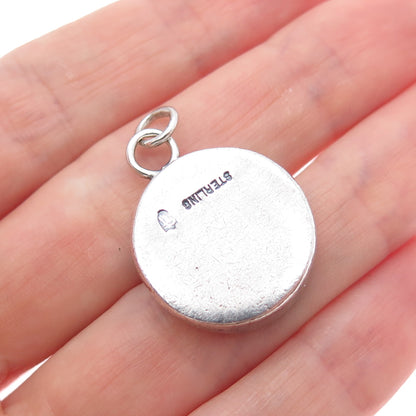 925 Sterling Silver Vintage Modernist Hourglass Oxidized Charm Pendant