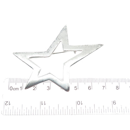925 Sterling Silver Vintage Mexico Modernist Rockstar Oxidized Pin Brooch