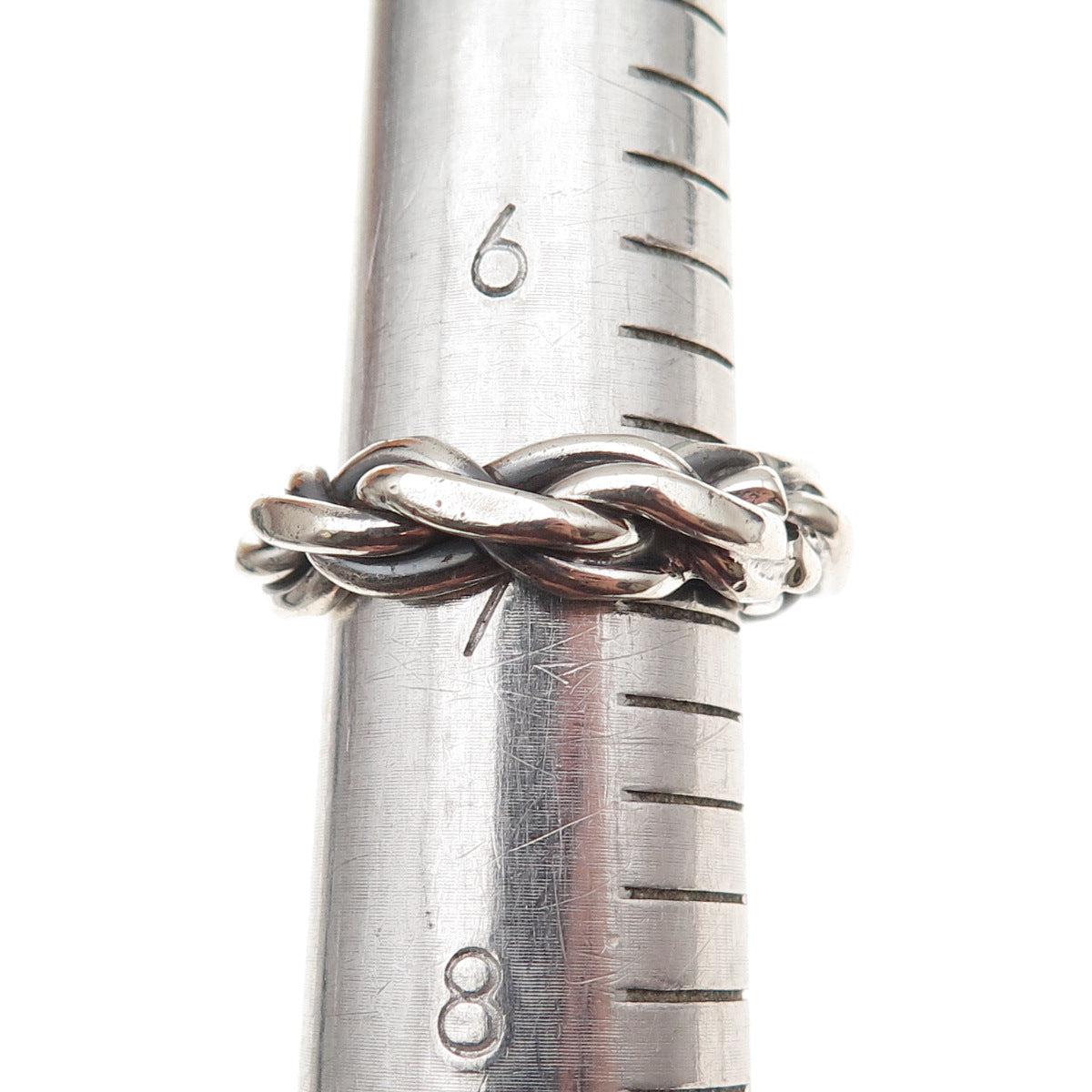 925 Sterling Silver Vintage Braided Oxidized Band Ring Size 7