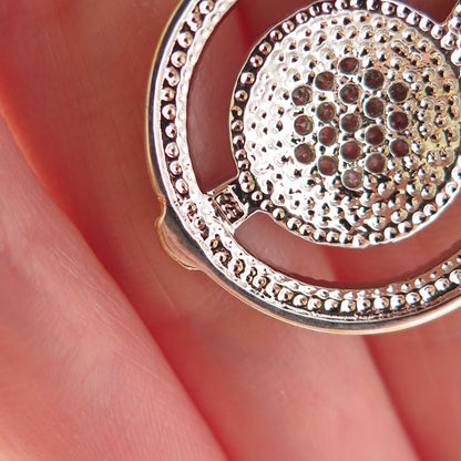 925 Sterling Silver 2-Tone Round-Cut C Z Charm Pendant