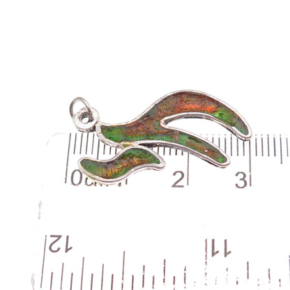 925 Sterling Silver Vintage Israel Enamel Chai Judaica Charm Pendant