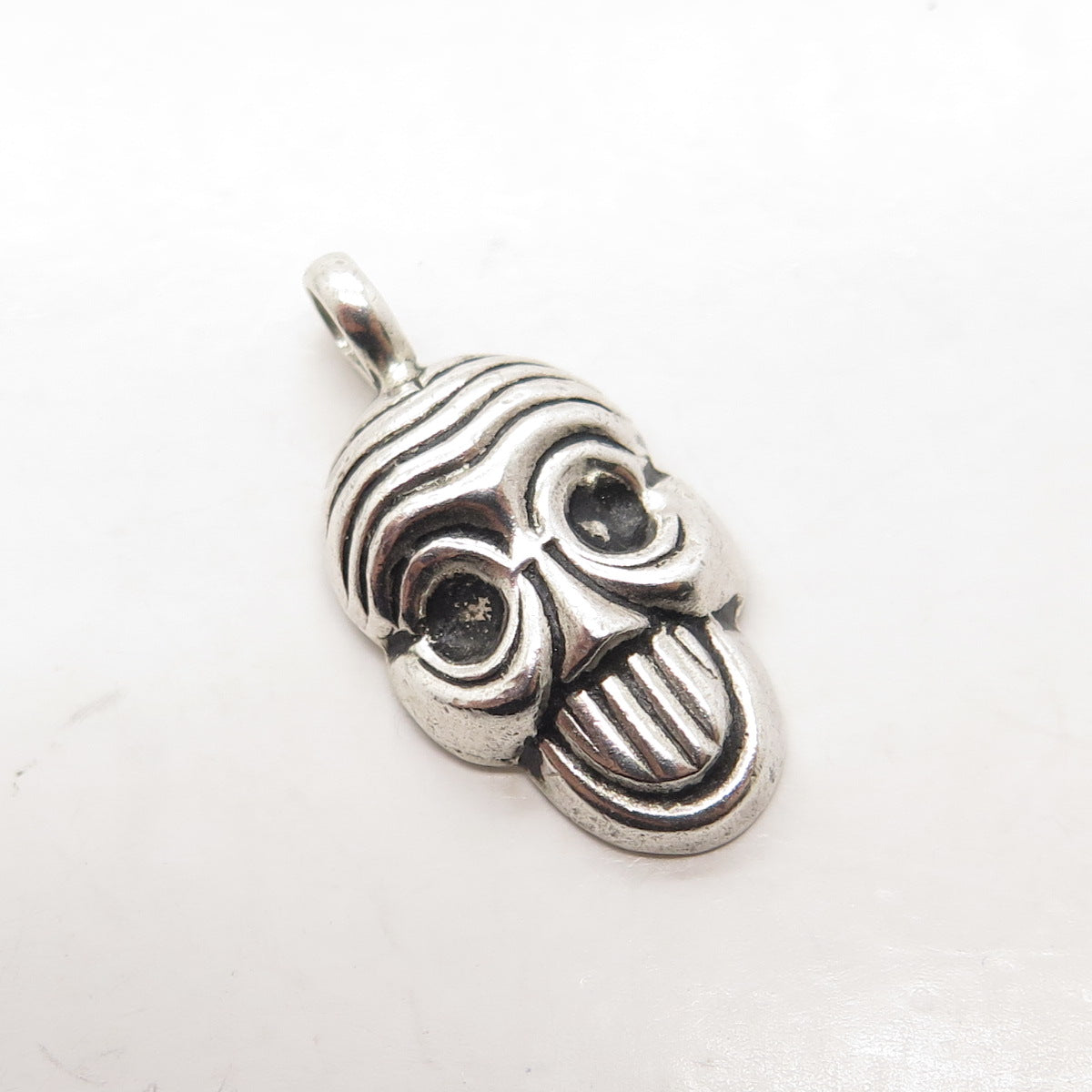 925 Sterling Silver Vintage Skull / Mask Pendant