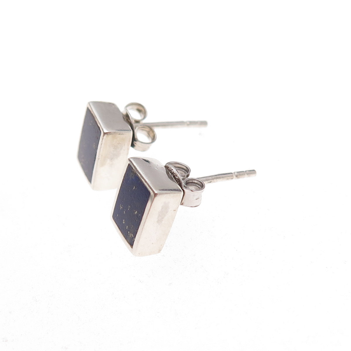 Paul Brackna 925 Sterling Silver Vintage Real Lapis Stud Earrings