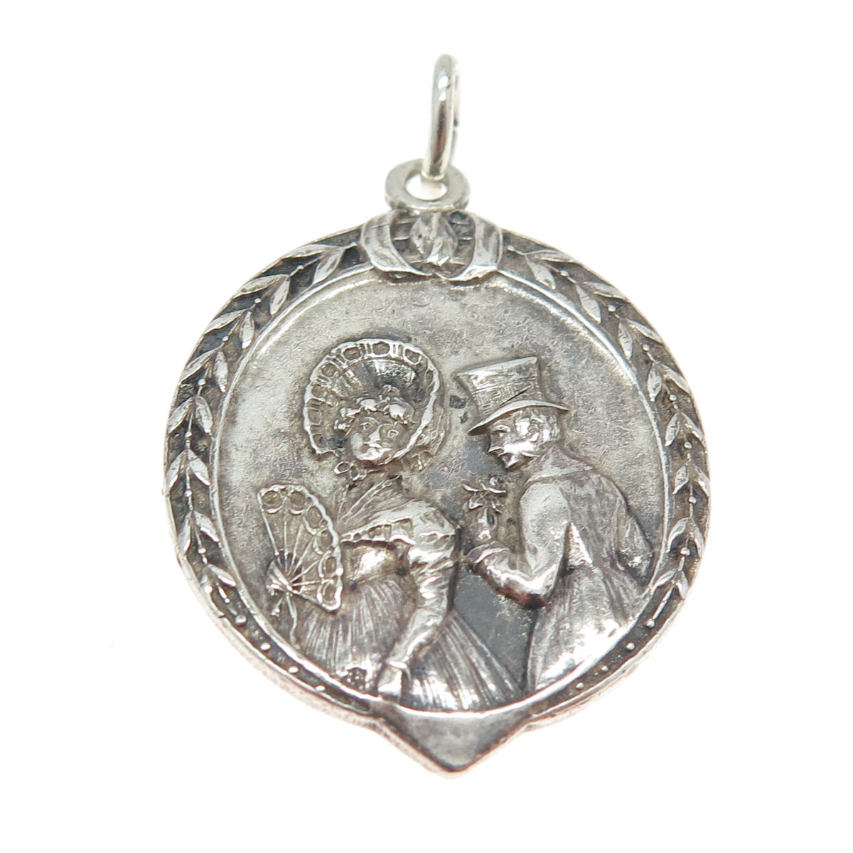 800 Silver Antique Art Deco Romantic Scene Pendant