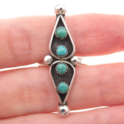 Old Pawn 925 Sterling Silver Vintage Turquoise Snake Eye Tribal Ring Size 6.75