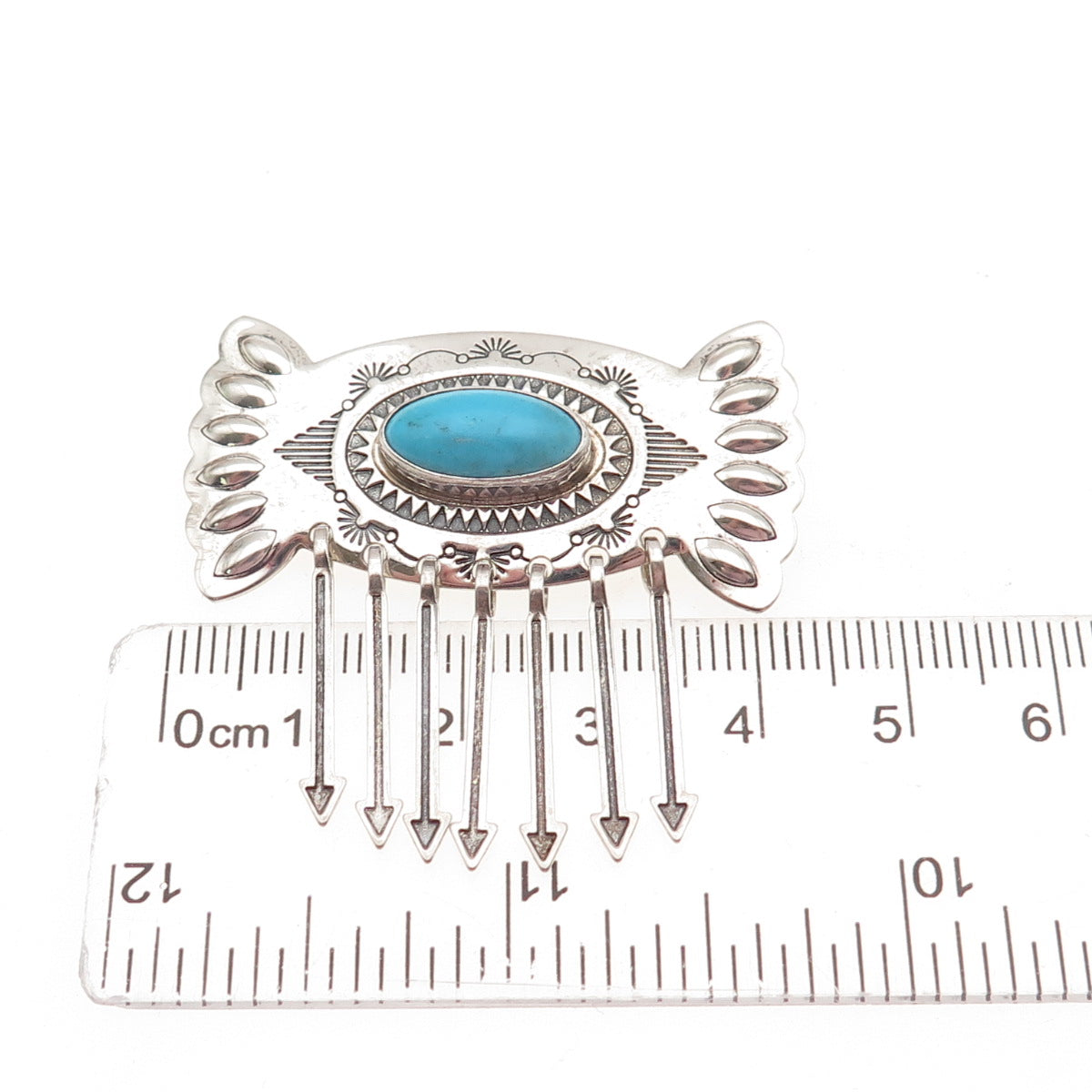 CAROLYN POLLACK Old Pawn 925 Sterling Silver Vintage Turquoise Arrow Pin Brooch