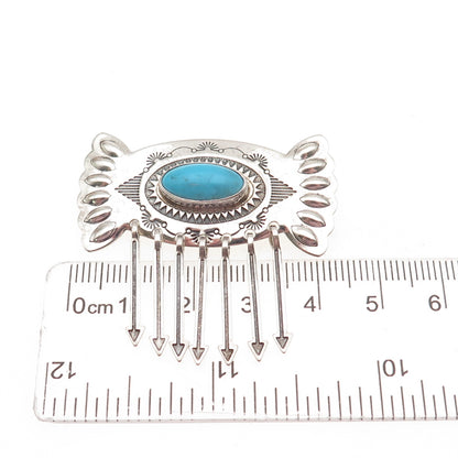 CAROLYN POLLACK Old Pawn 925 Sterling Silver Vintage Turquoise Arrow Pin Brooch