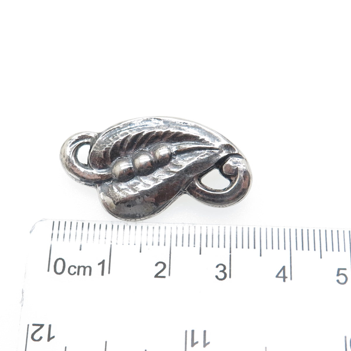 925 Sterling Silver Antique Art Deco Floral Leaf Oxidized Hand-Made Pin Brooch