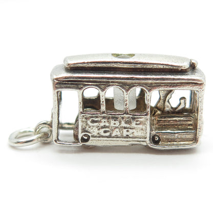 925 Sterling Silver Vintage Tram / Cable Car 3D Charm Pendant