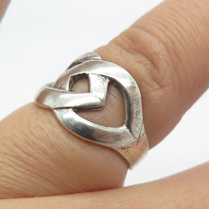 925 Sterling Silver Vintage Knot Modernist Ring Size 6
