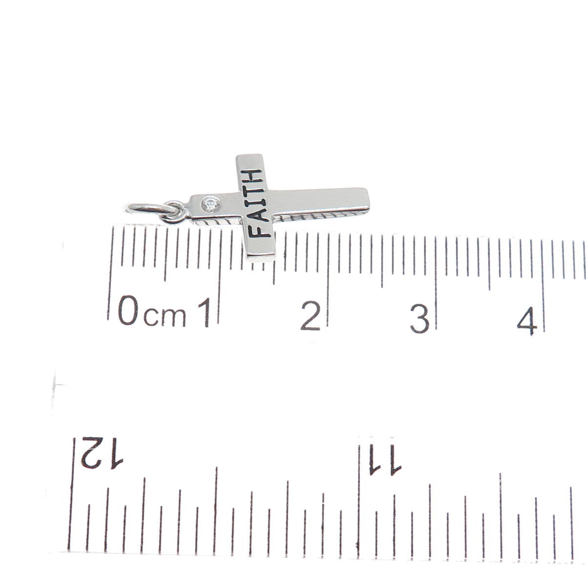 925 Sterling Silver Round-Cut C Z Faith Cross Minimalist Charm Pendant