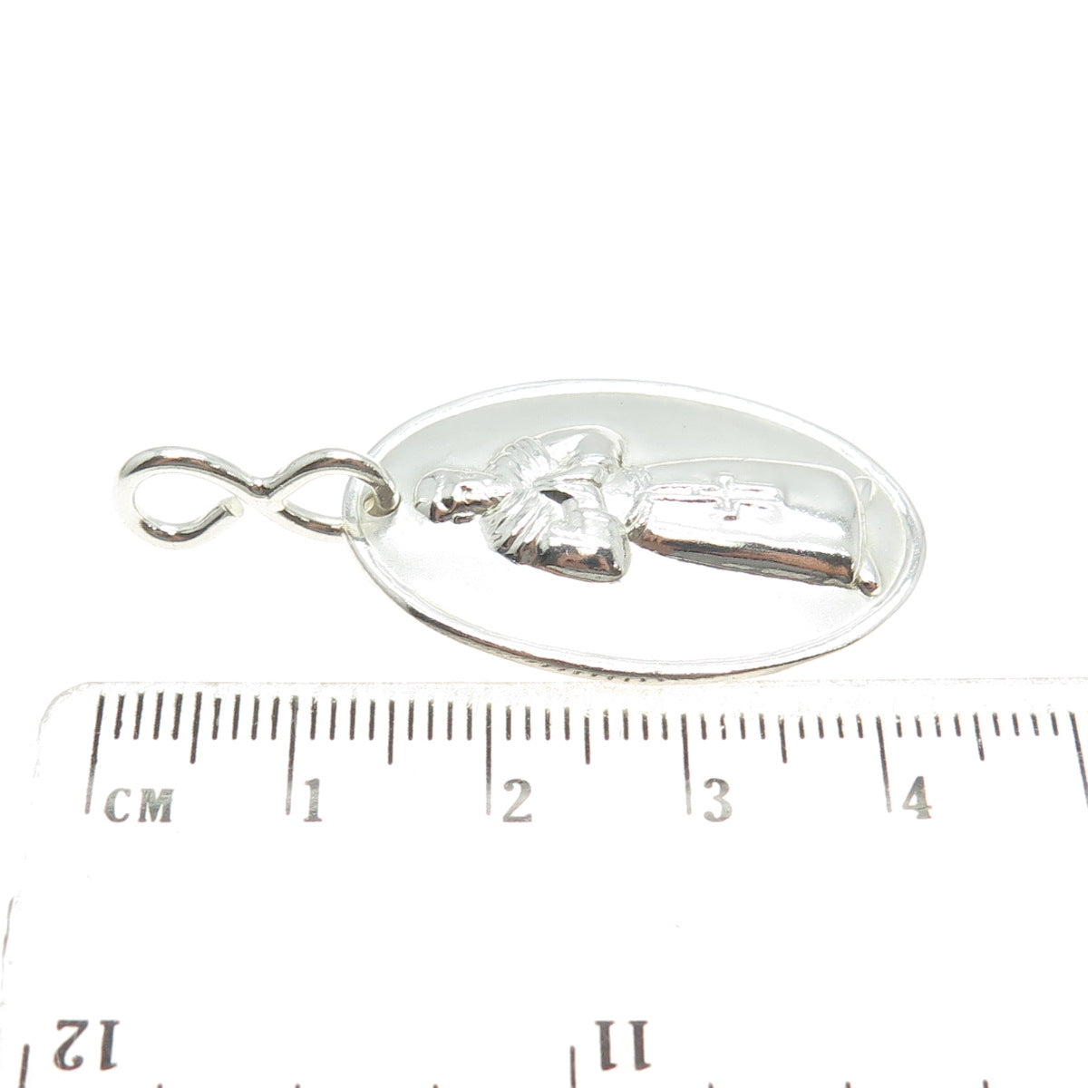 925 Sterling Silver Vintage Praying Pope Religious Medal Pendant