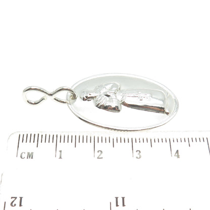 925 Sterling Silver Vintage Praying Pope Religious Medal Pendant