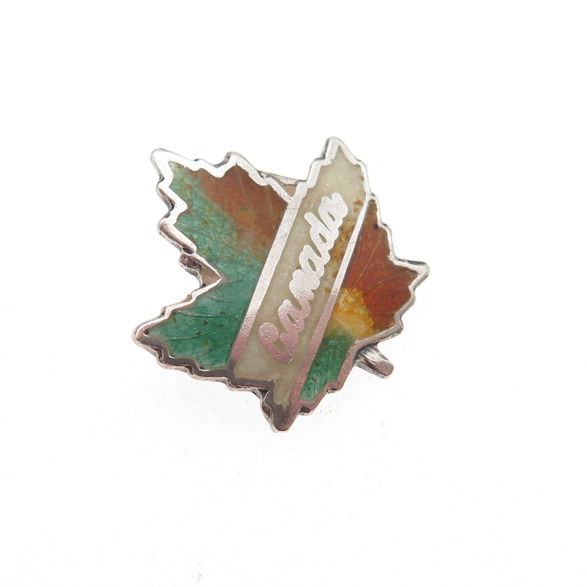 Breadner Co. Sterling Antique Art Deco Enamel Canada Maple Leaf Mini Pin Brooch