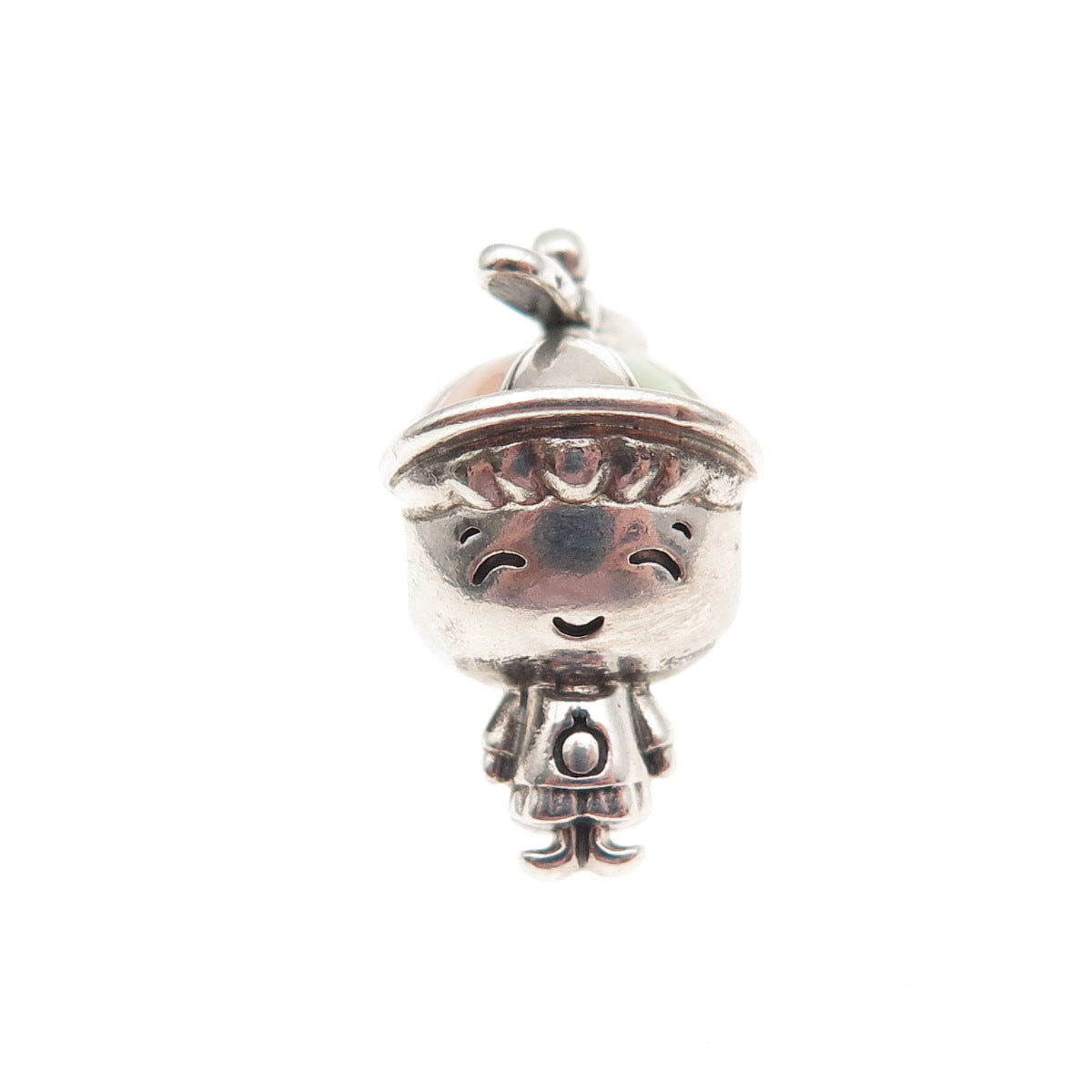 PANDORA 925 Sterling Silver Enamel Propeller Hat Boy Slide Bead Charm