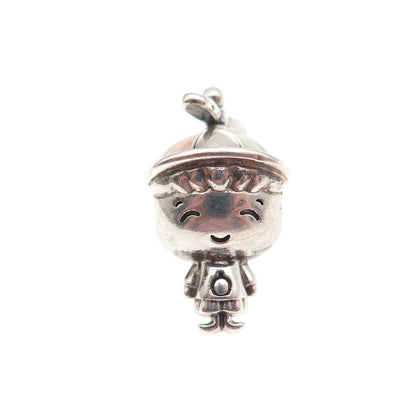 PANDORA 925 Sterling Silver Enamel Propeller Hat Boy Slide Bead Charm