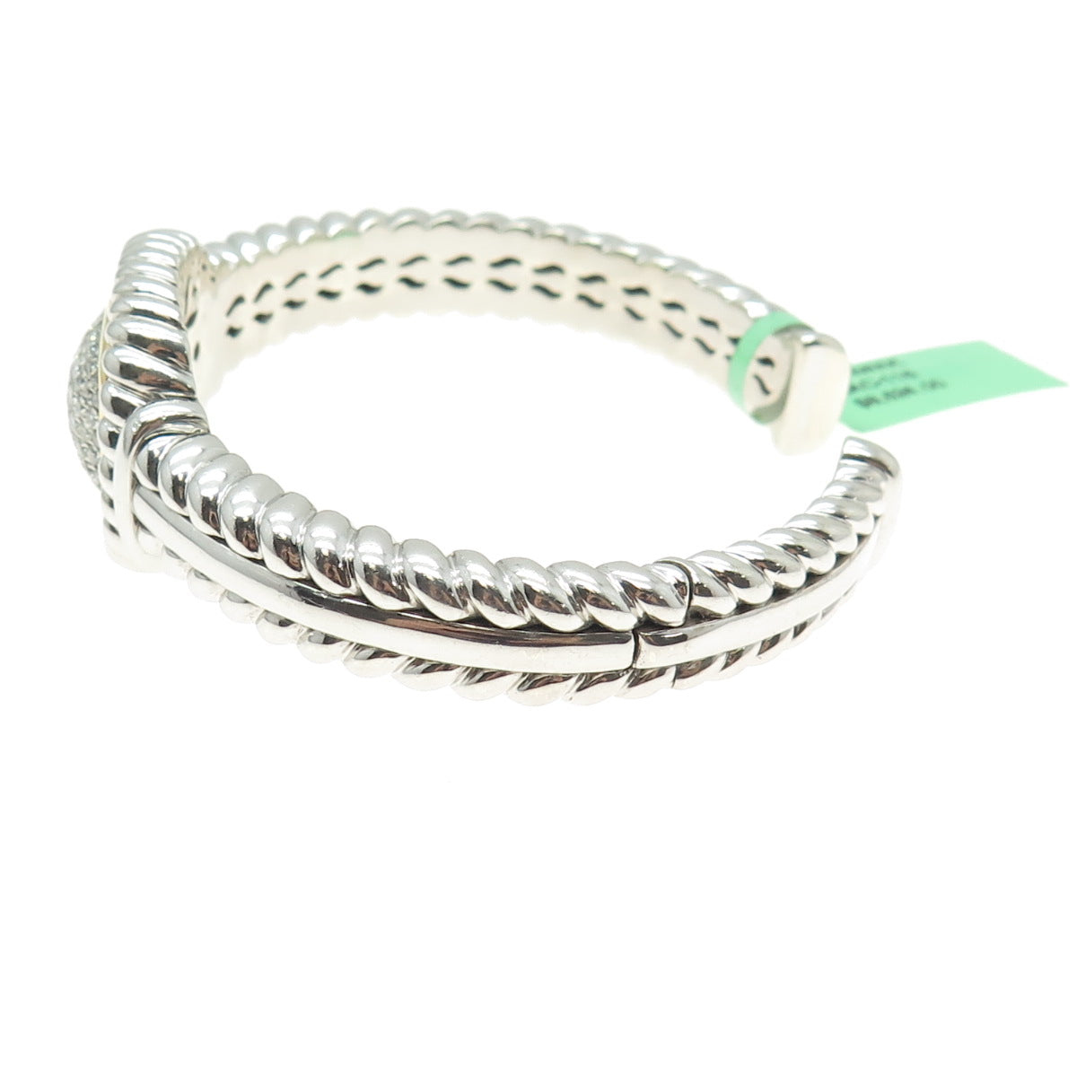 DANWAK 18K Gold Sterling 66-Diamond 1.15ct Adjustable Twisted Cuff Bracelet 6.5"