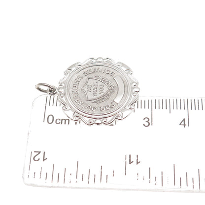 Griffith & Sons 925 Sterling Silver Vintage Outstanding Service Medal Pendant