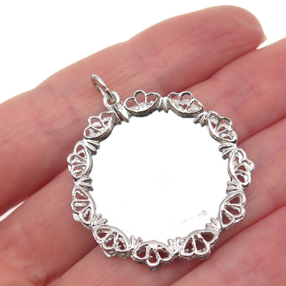 925 Sterling Silver Vintage Rhinestone Santa Merry Christmas Charm Pendant