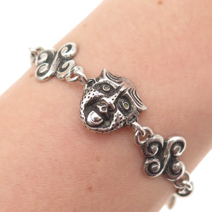Henrik Moller 925 Sterling Silver Vintage Trondheim Mask Oxidized Bracelet 6.75"