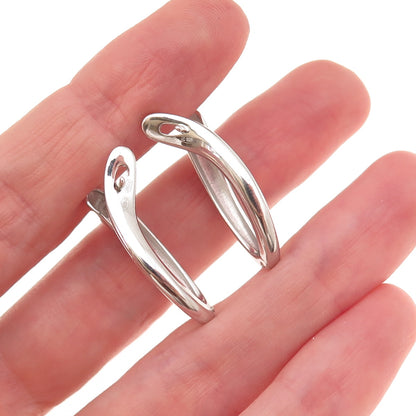 925 Sterling Silver Enamel Modernist Hoop Earrings