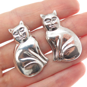 CHAPAL ZENRAY 925 Sterling Silver Vintage Cat Modernist Earrings